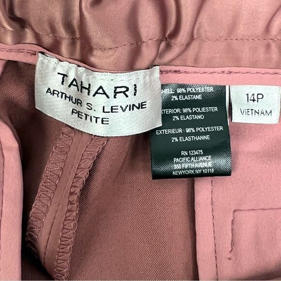 Tahari Arthur S. Levine Satin Straight-Leg Pants, Size 14P Beyond Rose NWOT - Picture 11 of 13